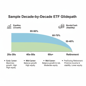 Sample decade-by-decade ETF glidepath